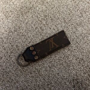 Repurposed Louis Vuitton Brown Leather Keychain